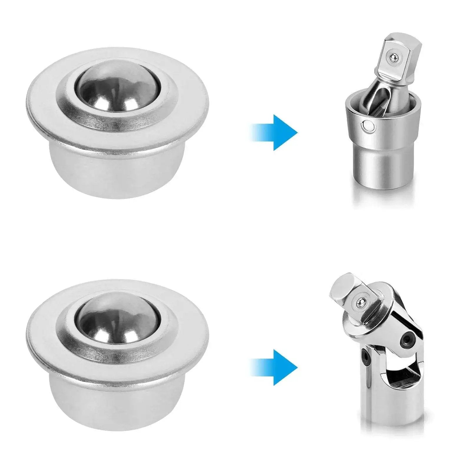 Sixteen Piece Five Eighth Inch Stainless Steel Ball Transfer Bearings Set With 360 Degree Rotation Universal Base Conveyor Rollers