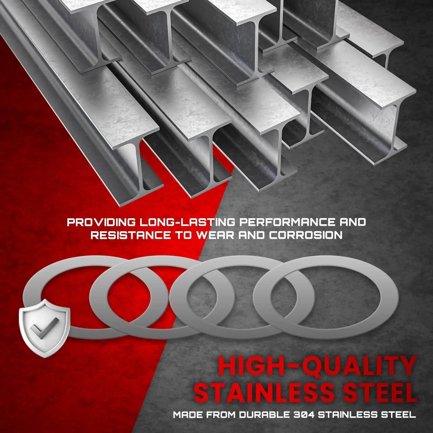 Barrel Shim Kit For One Half By Twenty Eight Inch Threads Stainless Steel 20 Piece Set shown with shims made from durable 304 stainless steel
