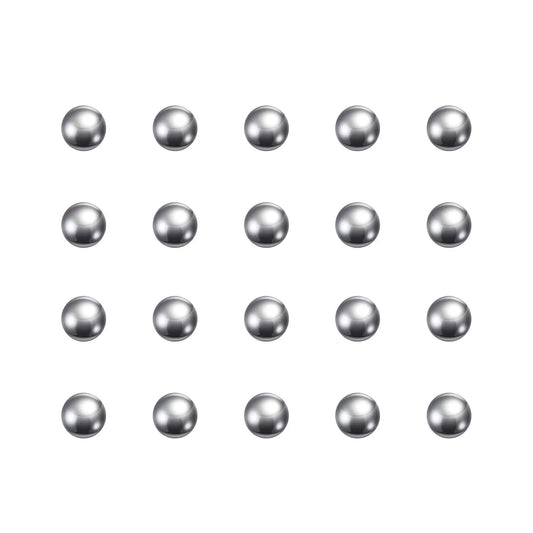 Array of Pro Grade 1.5mm Stainless Steel Bearing Balls G100 Precision, arranged in grid against plain background.