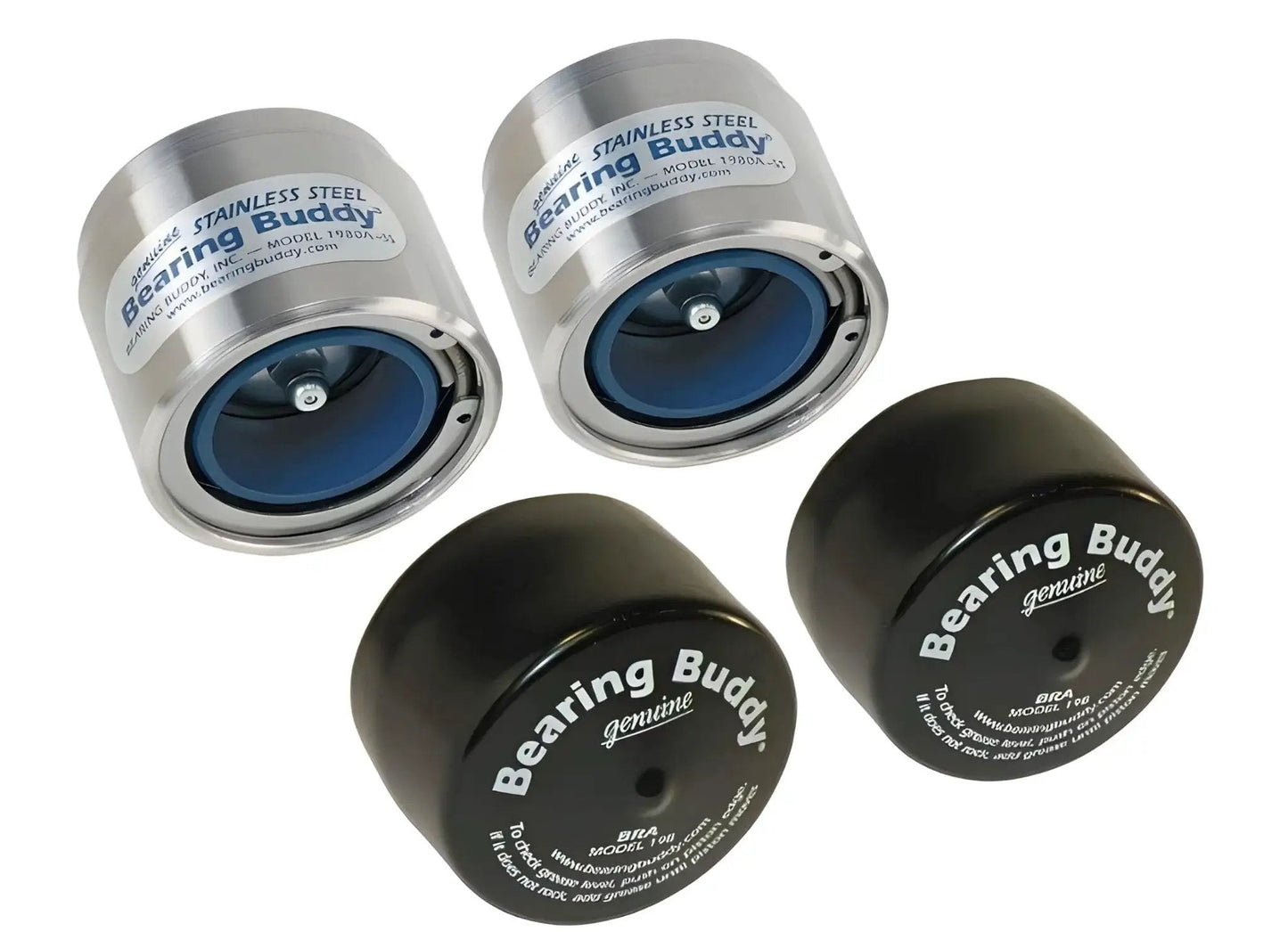 USA Made Stainless Steel Bearing Protector With Blue Grease Indicator And 19B Bra For Trailer Hubs Boats RVs Fits 1.980 Inch Diameter