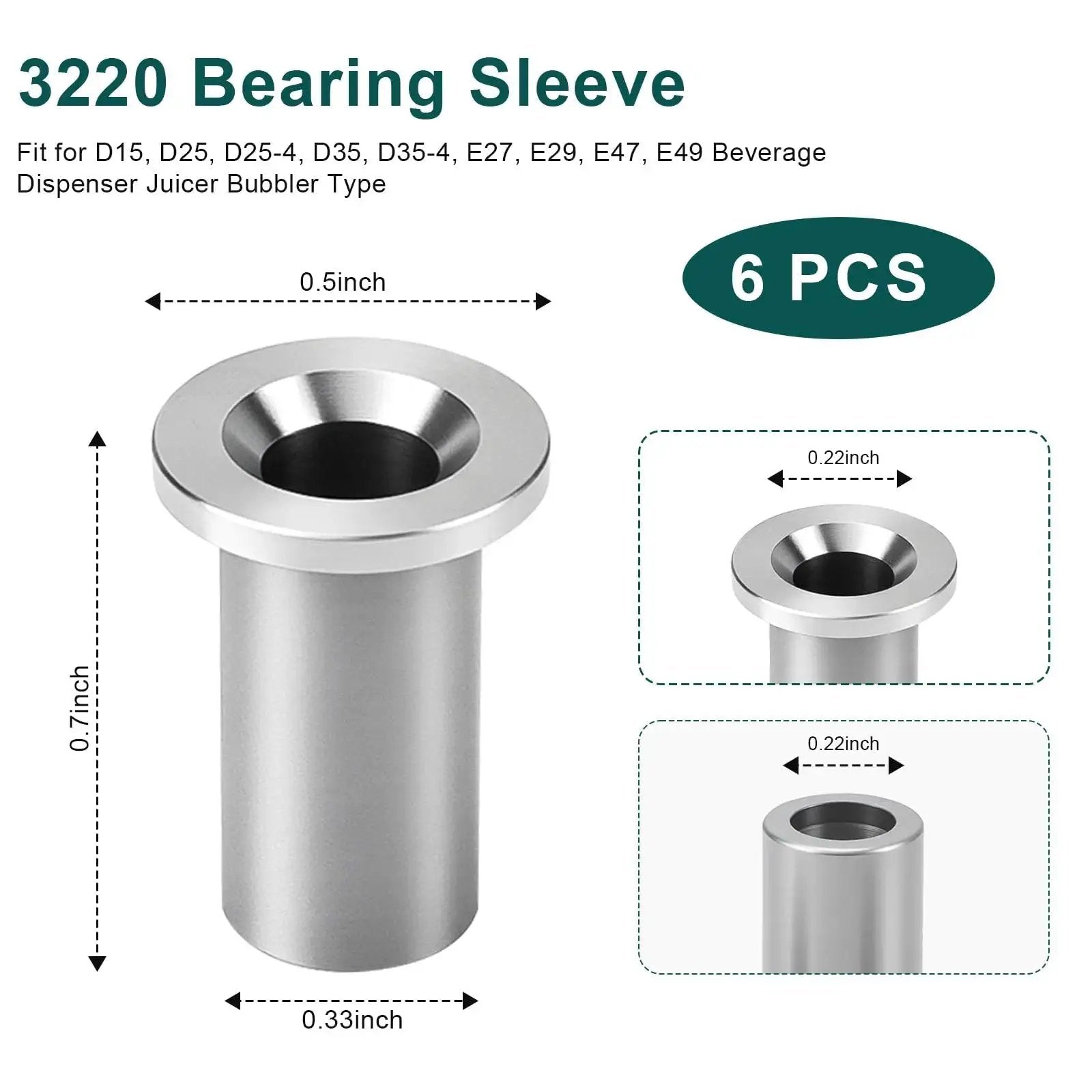 Bearing Sleeve 3220 Compatible With Beverage Dispenser Parts For D15 D25 D35 And E Series And WD Line Suitable For Juicer Applications
