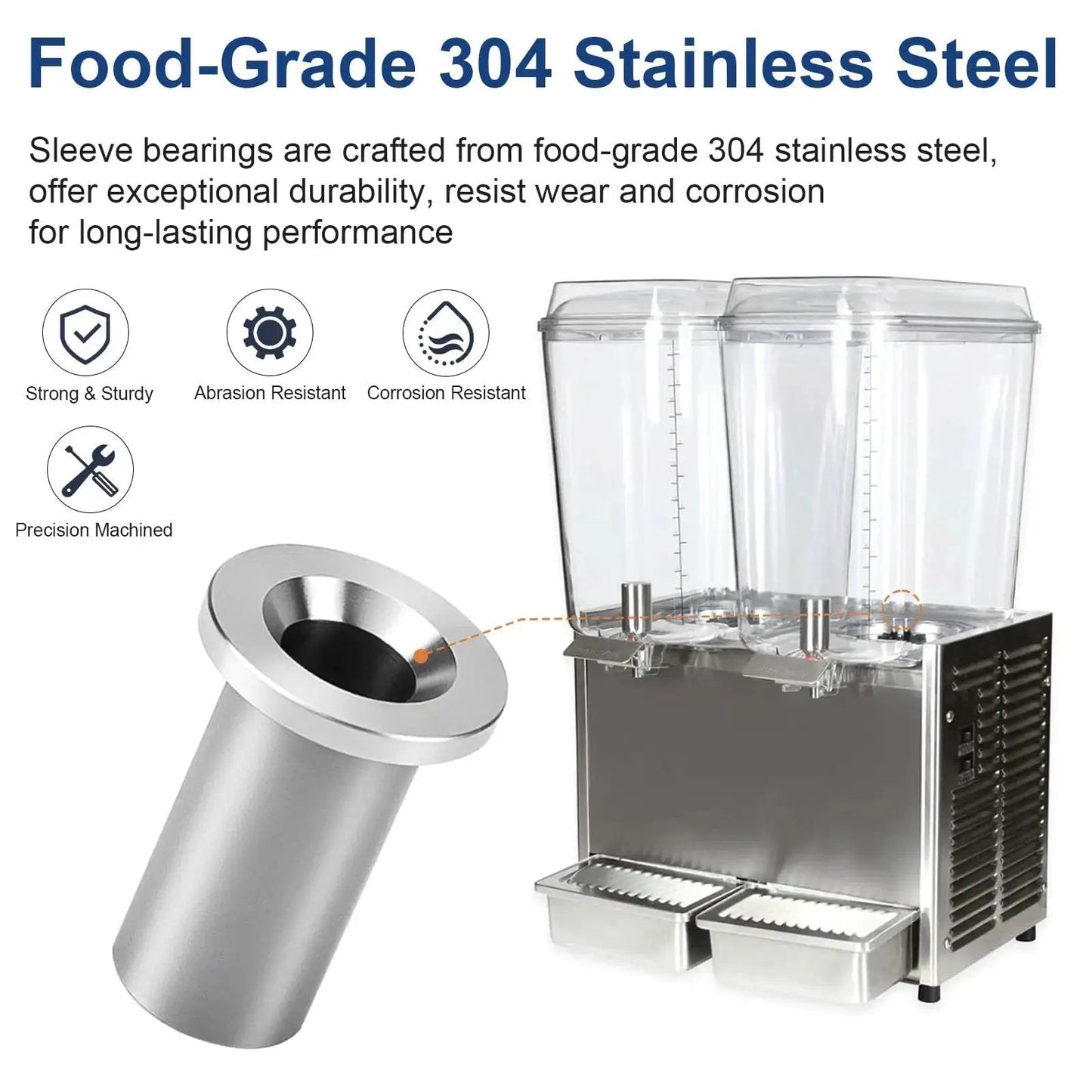 Bearing Sleeve Replacement for Commercial Beverage Dispensers and Juicers Stainless Steel Bushing Compatible With D And E Series