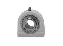 1-1/4 in Stainless Steel Set Screw Tap-Base Bearing, White Polymer Housing, RF Double-Lip Contact Seal, Ball Bearing Insert, Tapped Pillow Block for Washdown and Industrial Machinery