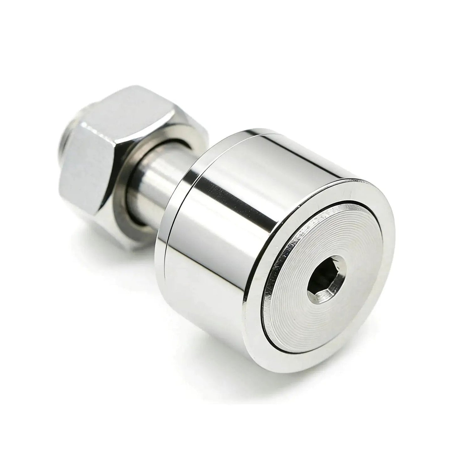 Stud Type Cam Follower CFS2.5V KR5 Built For Humid Environments In SUS304 Stainless Steel, close-up view.