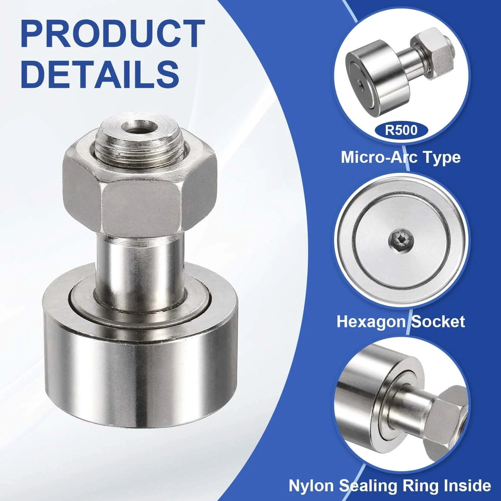 ✝️ uxcell CF18/KR40 X Cam Follower Track Runner Bearing with micro-arc type R500 and hexagon socket features, nylon sealing ring inside