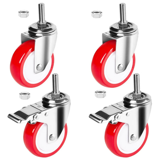 4 Inch Stainless Steel Caster Wheel With Brake Heavy Duty Non Marking Polyurethane PU Wheel Rust Resistant For Hospital Lab Furniture