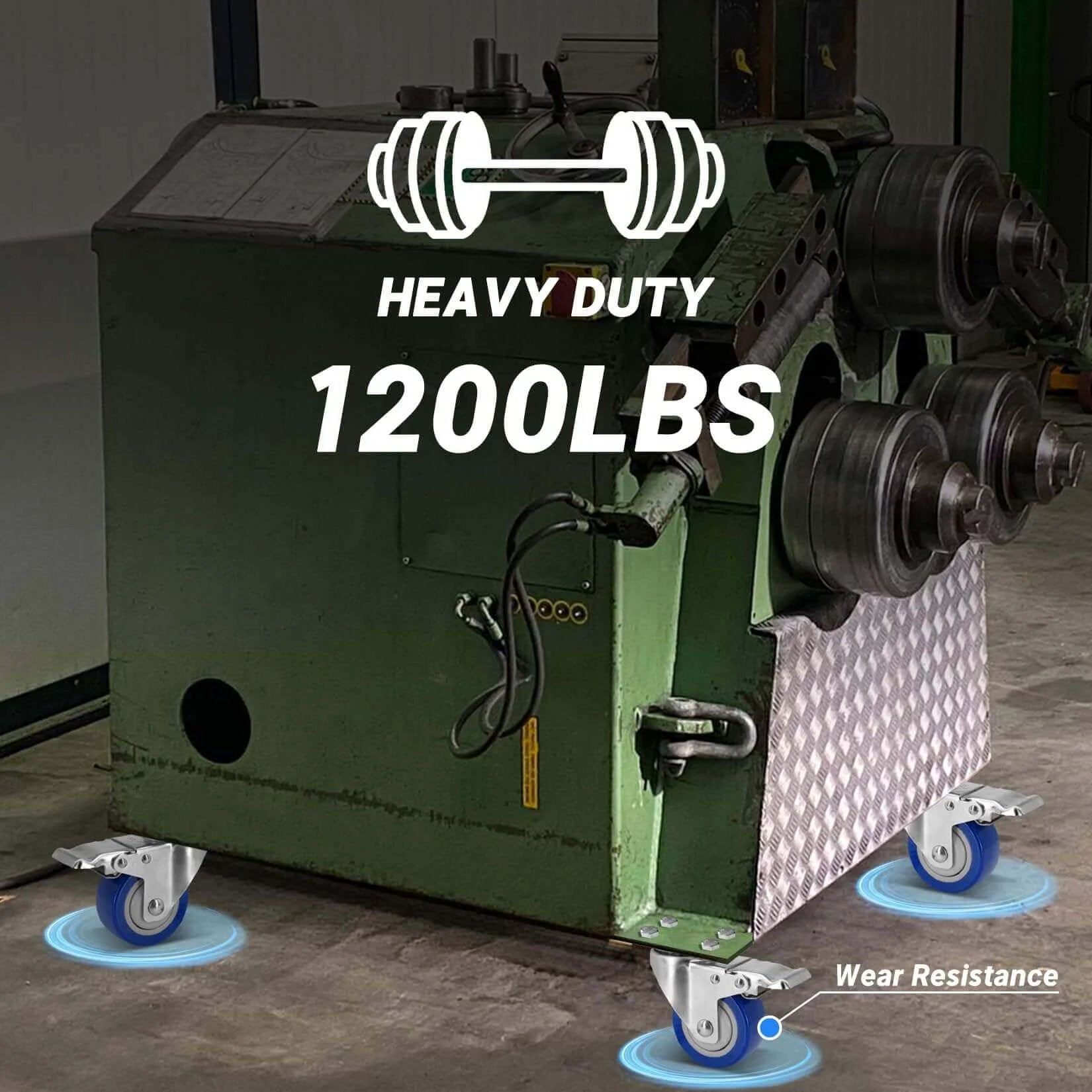 Stainless steel 3 inch caster wheels with brakes, 304 rust proof heavy duty swivel casters designed for industrial use in a 4 pack on equipment.