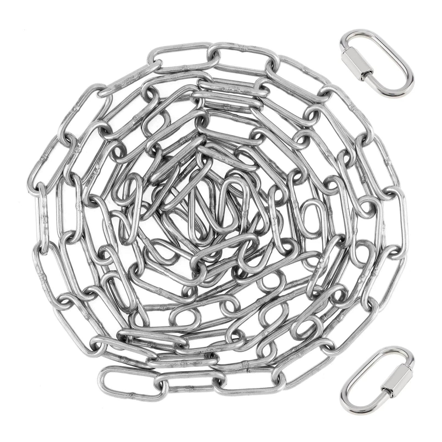 ✝️ 1/8" 6.5Ft Stainless Steel Link Chain, 3mm Heavy Duty Dog Chain 304 Steel 75 LBS Load Bearing with 2 Locking Snap Hooks