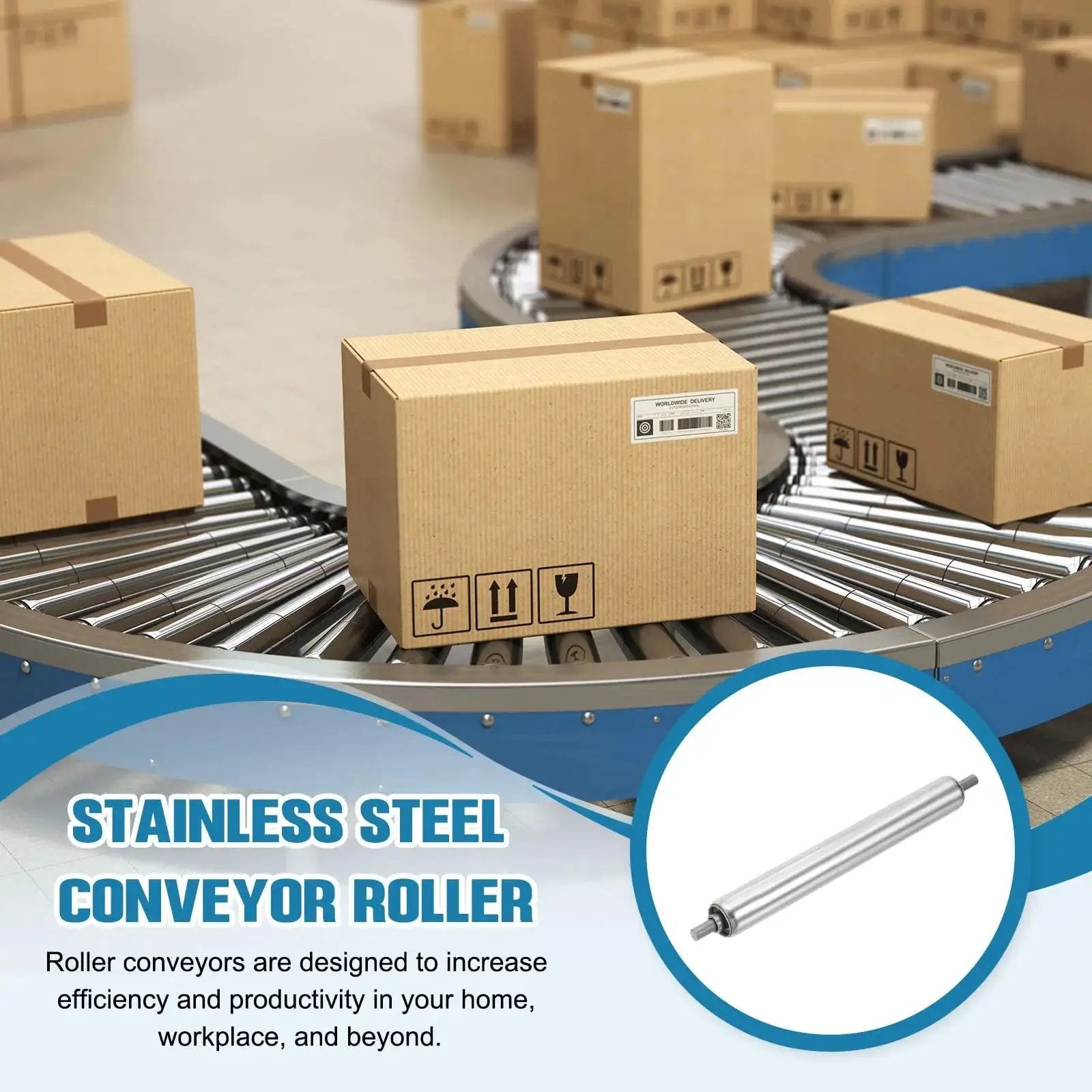 Heavy Duty Stainless Steel Conveyor Roller 1 Inch Diameter 8 Inch Length Replacement Part For Gravity Conveyor Systems With Galvanized End Silver Pack Of 2 By Meccanixity built for long life and smooth operation on assembly lines and warehouses