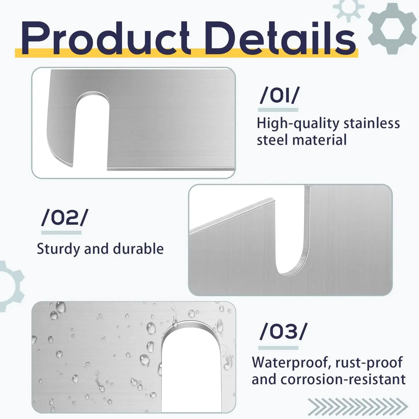 Door Hinge Shim Kit 15 Pcs Stainless Steel Shims 3.5 Inch Long By 1.08 Inch Wide 0.047 Inch Thick Silver Finish detailed view