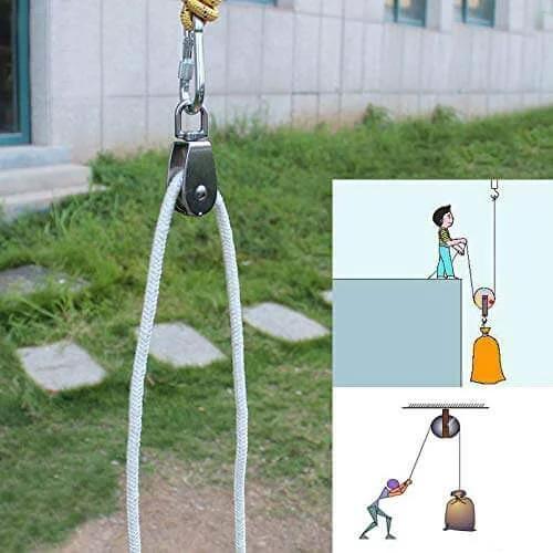 M15 Double Pulley Block Stainless Steel Heavy Duty Hardware Double Wheel Swivel Rigging Lifting Wheel Fixed Pulley in use with wire rope