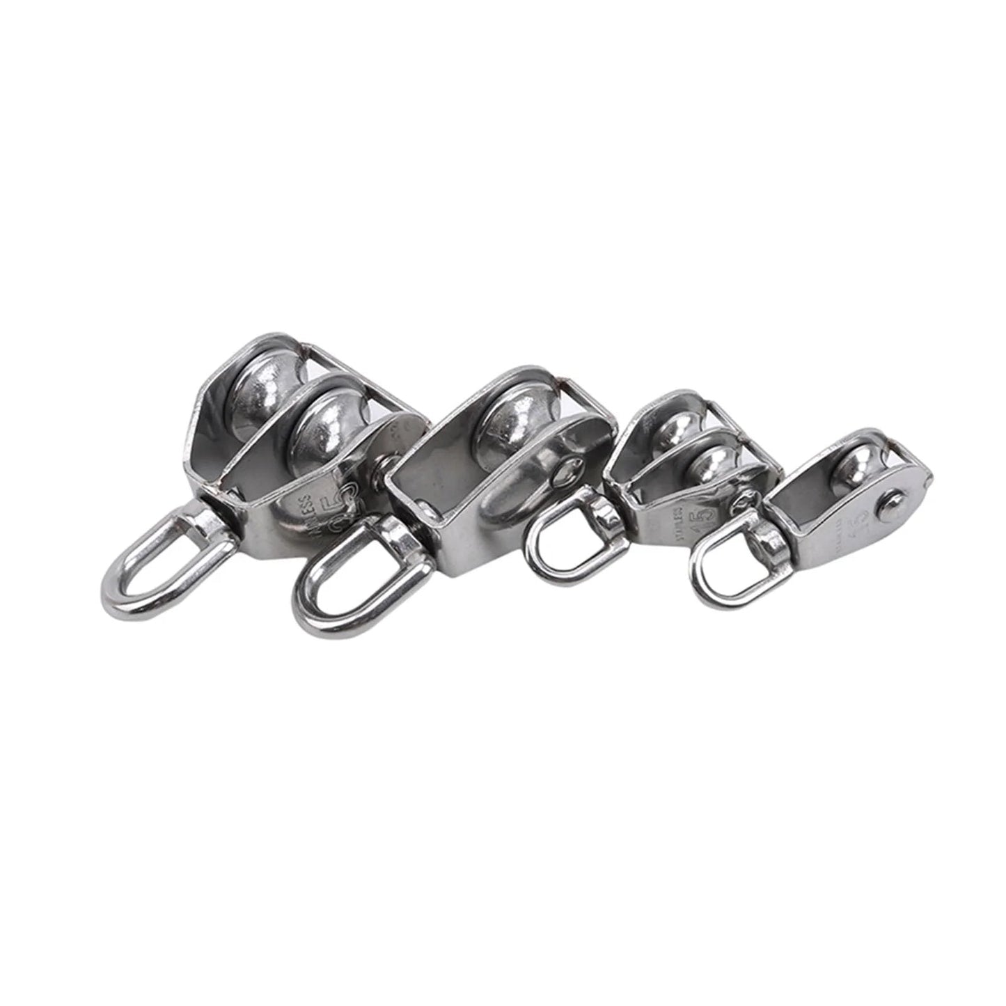 M25 Stainless Steel Pulley Single/Double Wheel Swivel Lifting Rope Pulley Set Bearing Lifting Wheel Tools(M25,Double Pulley)