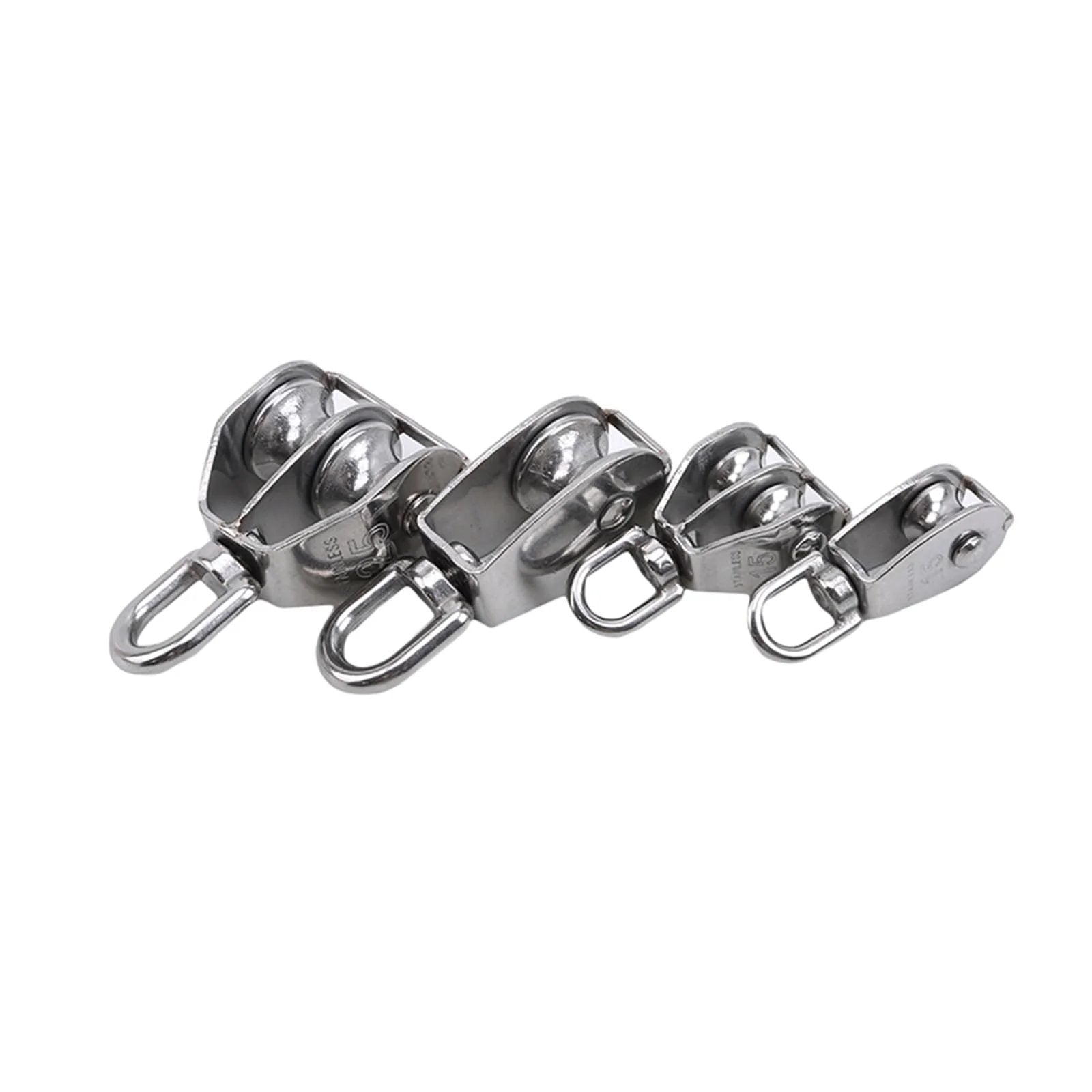 M25 Stainless Steel Pulley Single/Double Wheel Swivel Lifting Rope Pulley Set Bearing Lifting Wheel Tools(M25,Double Pulley)