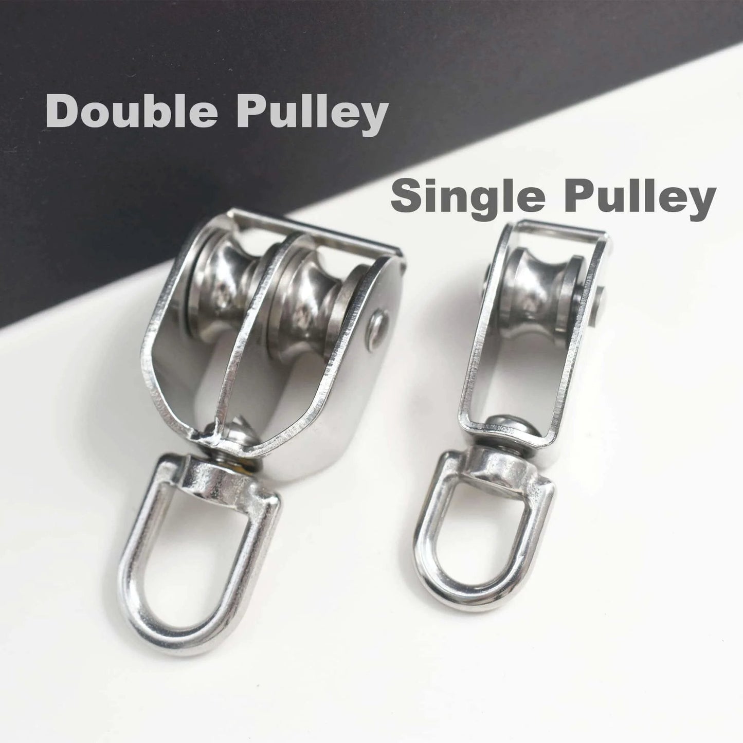 2 Packs Stainless M20 Double Pulley Block Lifting Teaction Wheel Wire Rope Crane for Lifting and Hanging with single pulley