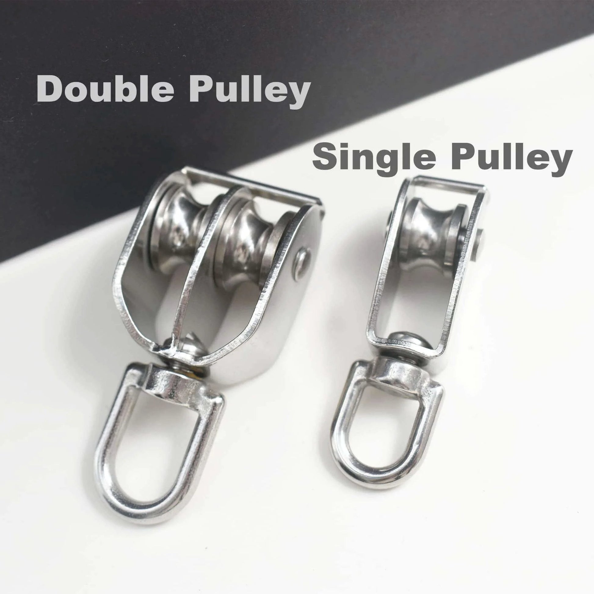 2 Packs Stainless M20 Double Pulley Block Lifting Teaction Wheel Wire Rope Crane for Lifting and Hanging with single pulley