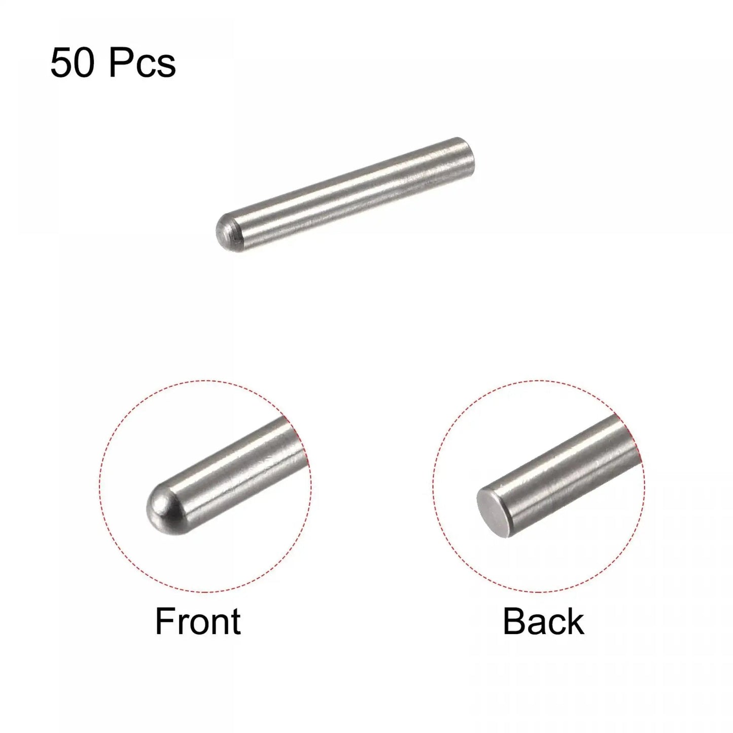 3x15mm Dowel Pins Set 50 Pcs 304 Stainless Steel Round Head Flat Chamfered End Dowel Pins for furniture assembly.