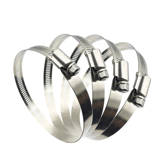 Adjustable 304 Stainless Steel Duct Clamps Set For 4 Inch Hoses Fits 3.5 To 4.5 Inch Air Ducting Pipe Fittings 8 Piece Worm Drive