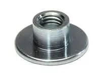 1-1/4 in Stainless Steel Set-Screw Flange Bearing with White RF Insert, viewed from the top showing corrosion-resistant shaft support surface.
