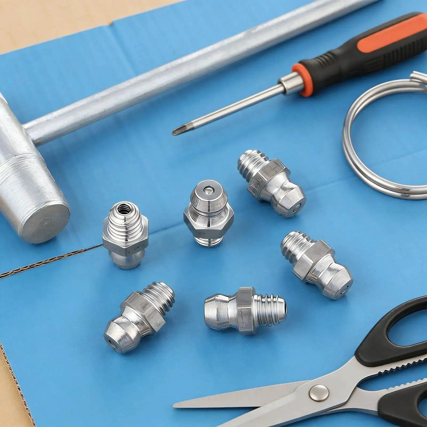 6 Pcs Stainless Steel Straight Grease Fittings M6 X 1mm Thread Hydraulic Zerk Nipples with tools for machines and industrial equipment