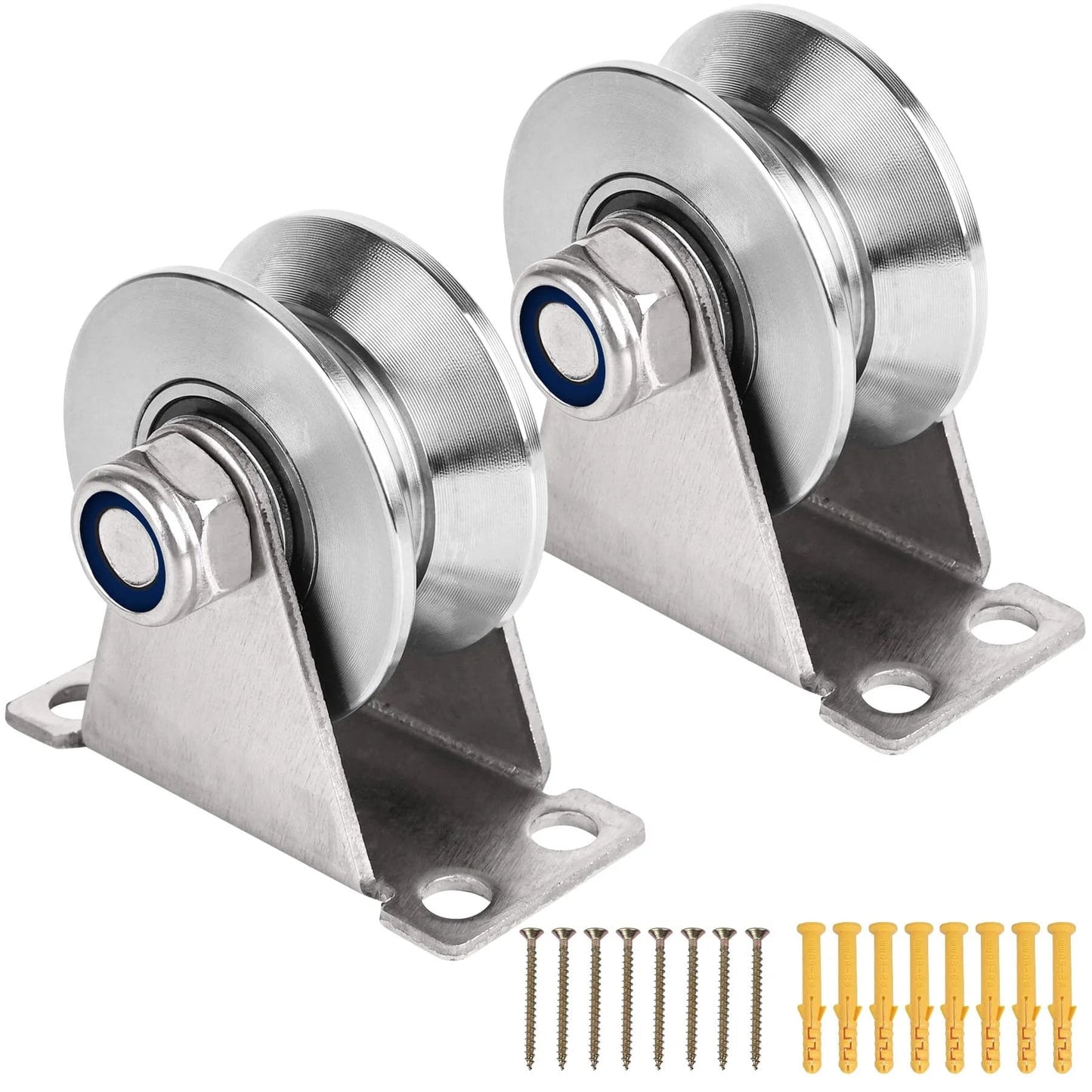 ✝️ Groove Pulley Wheel for Rope Wall Mounted 2 Pack Stainless Steel Super Silent Cable Pullys Wheels System V Type Blocks Rollers