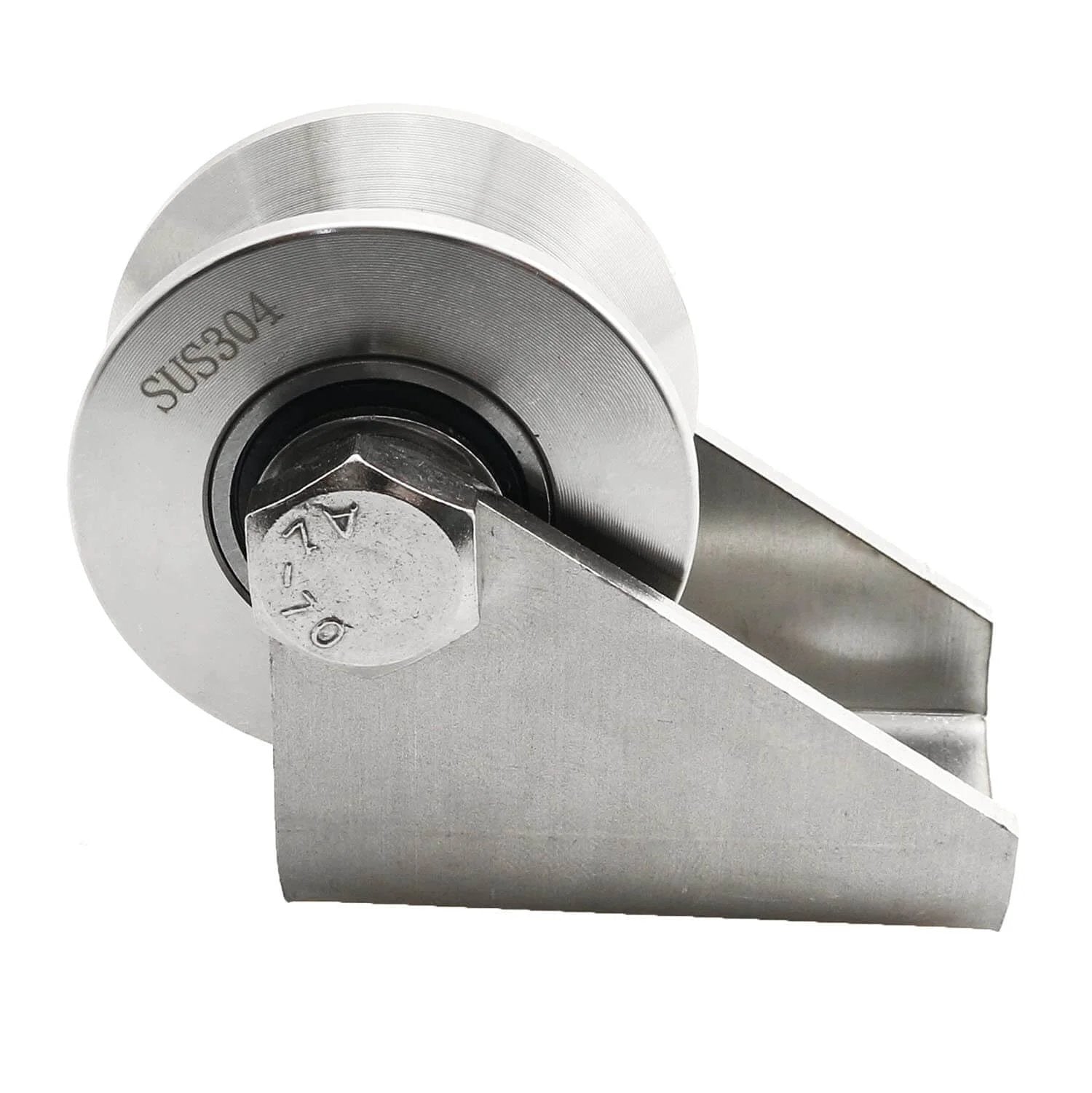 Detachable Oblique Stainless Steel U-Type Groove Sliding Wheel Roller Track Rail Fixed Pulley, Silver Tone