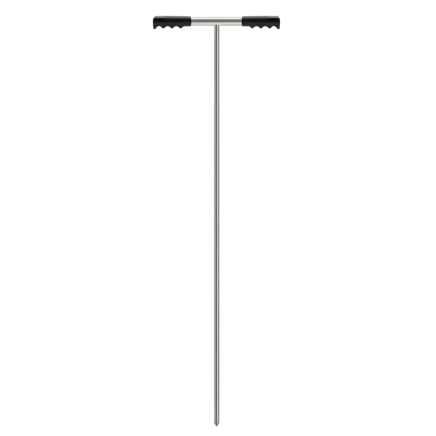 Stainless Steel 48 Inch Adjustable Ground Probe Rod With T Handle For Locating Septic Tanks, front view.