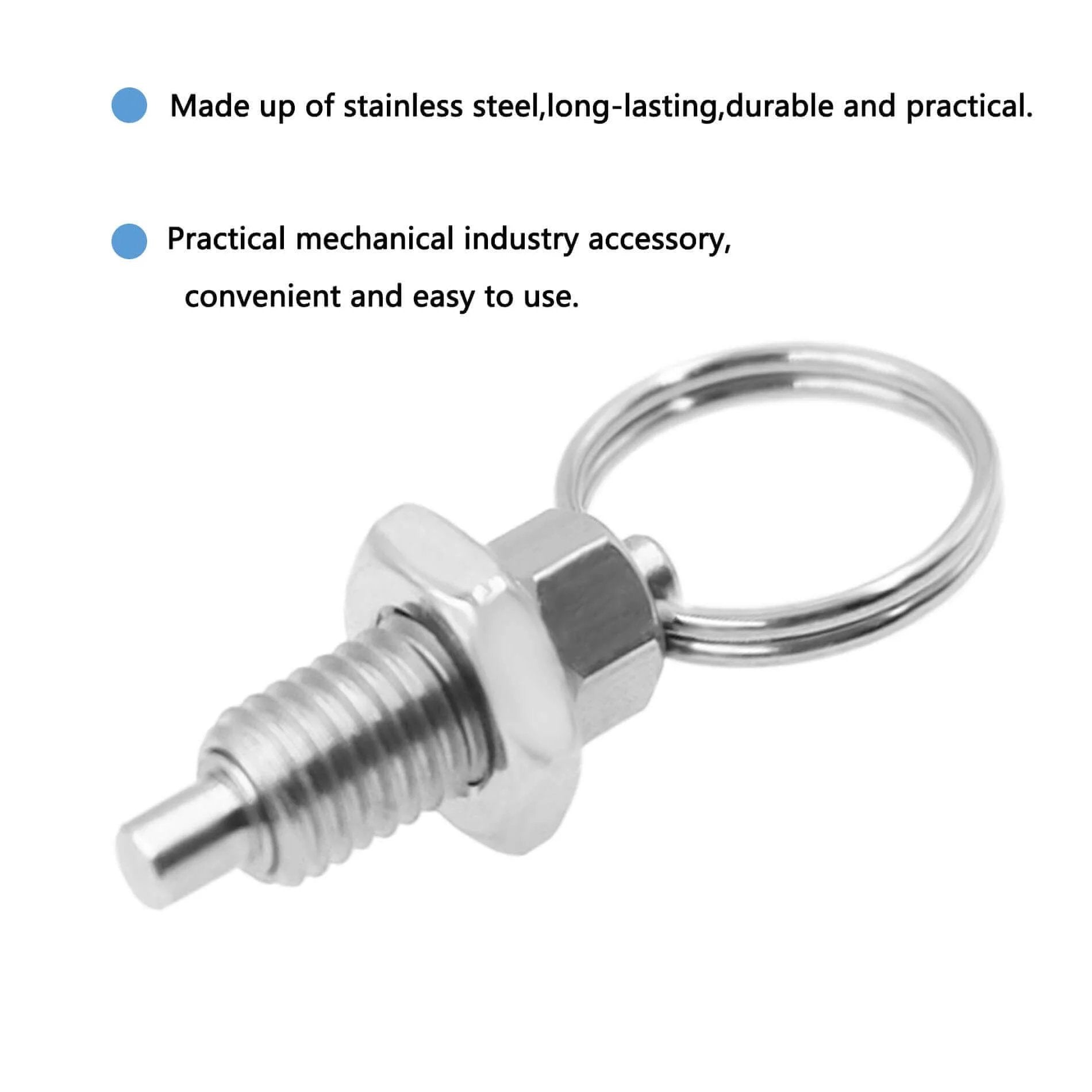 M6-3mm Stainless Steel Spring Plunger with Pull Ring, Stubby Hand-Retractable Non-Locking Index Plunger for industrial use