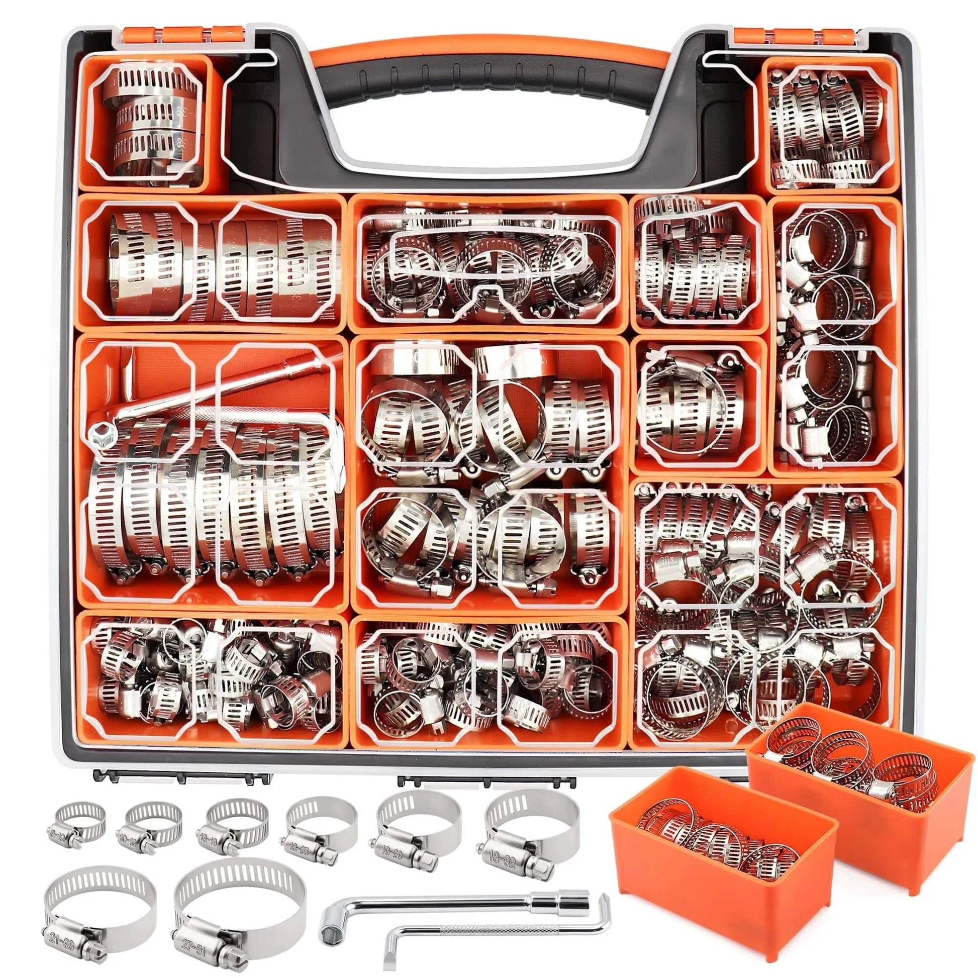 210 Piece 304 Stainless Steel Hose Clamps Assortment Kit From One Quarter Inch To Two Inch Worm Gear Hose Clamps For Radiator Heater Automotive