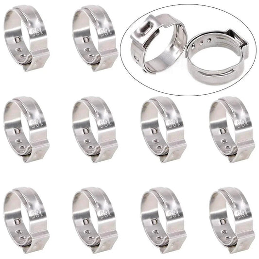 304 Stainless Steel Single Ear Hose Clamp Kit 35Pcs 15.3mm 18.5mm Crimp Ear Clamps Assortment For Automotive And Home Appliance Applications