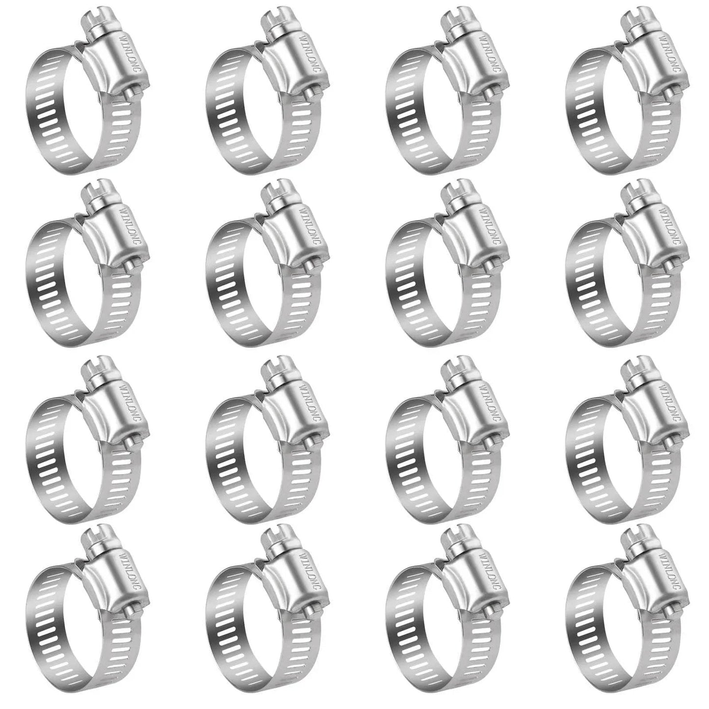 Stainless Steel Hose Clamps 16 Pack Worm Gear Drive SAE 12 Clamps Clamping Range From Half Inch To One And Quarter Inch 14mm To 31mm For Automotive Plumbing