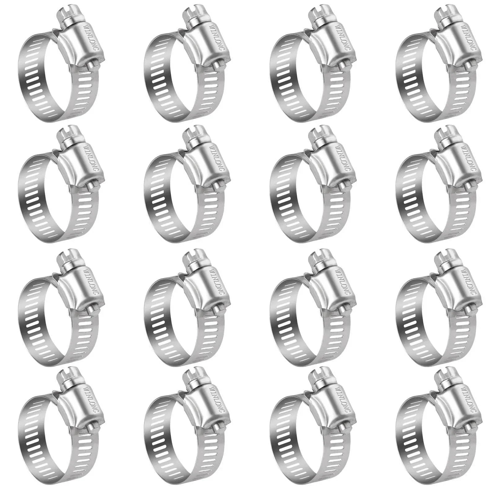 Stainless Steel Hose Clamps 16 Pack Worm Gear Drive SAE 12 Clamps Clamping Range From Half Inch To One And Quarter Inch 14mm To 31mm For Automotive Plumbing