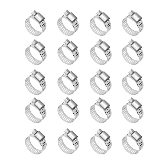Twenty Pack Stainless Steel Hose Clamps Adjustable Quarter To Seven Sixteenths Inch Six To Twelve Millimeters Worm Gear Metal Fuel Line Pipe Clamp For Fuel Line Plumbing Radiators Garden And Mechanical Applications