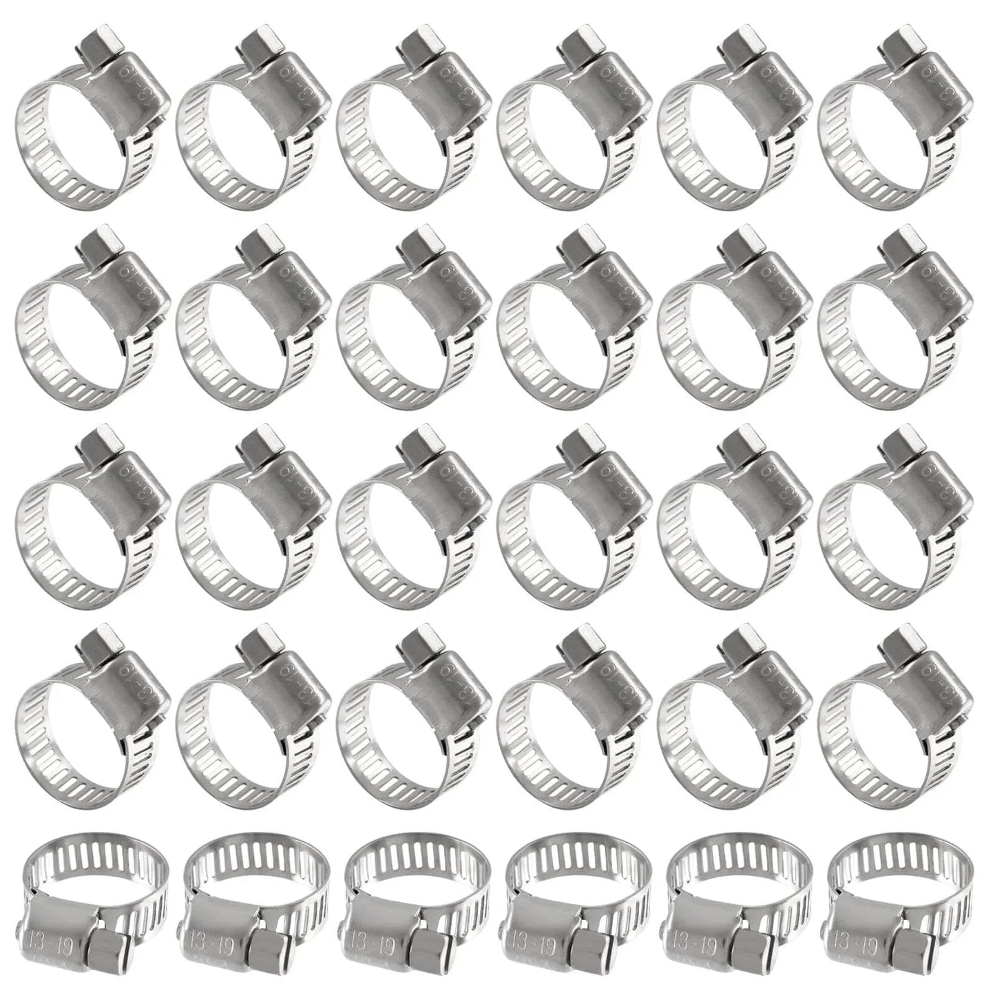 30 Pack Stainless Steel Hose Clamps Adjustable One Half Inch To Three Quarter Inch 304 Stainless Steel Worm Gear Drive Pipe Tube Clamps