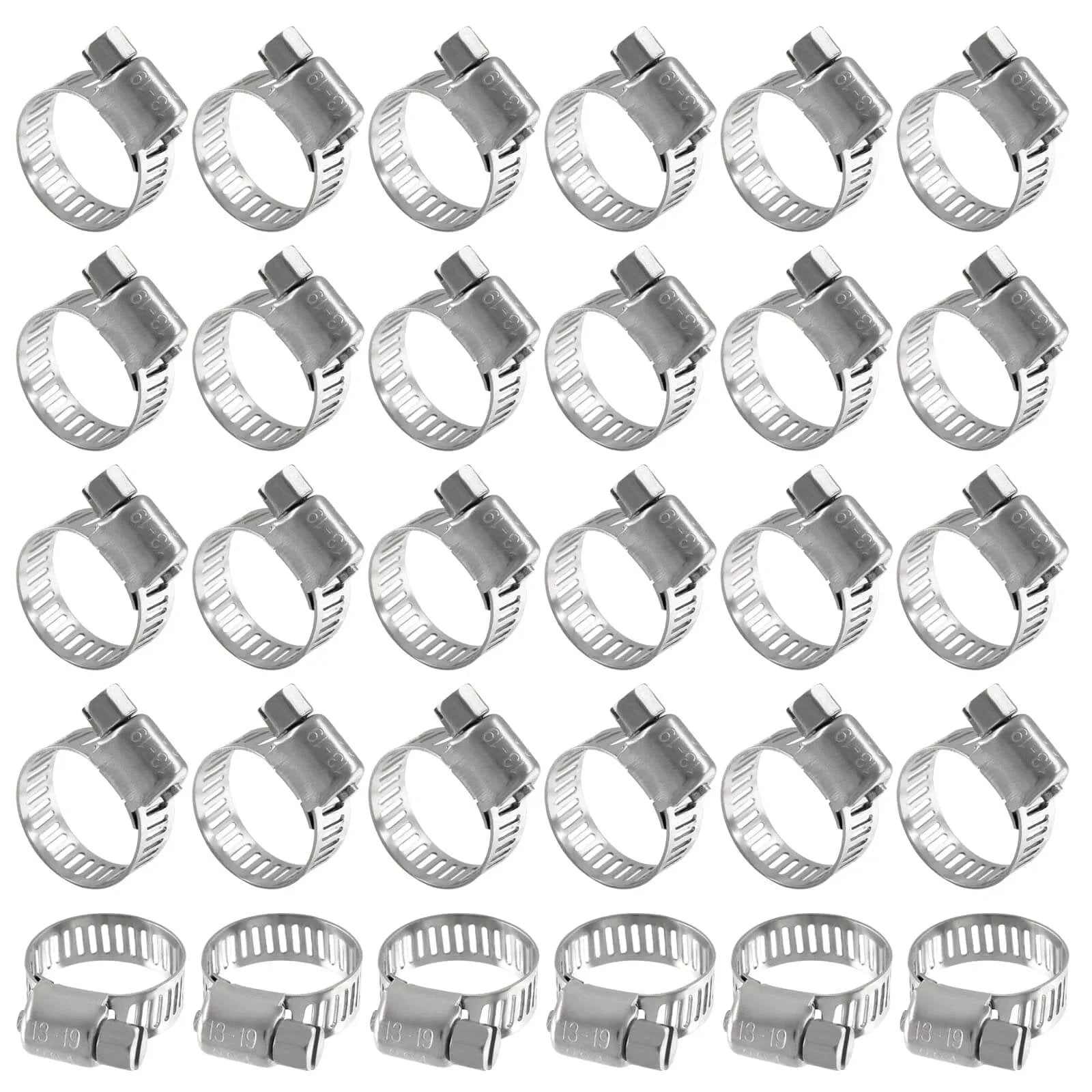 30 Pack Stainless Steel Hose Clamps Adjustable One Half Inch To Three Quarter Inch 304 Stainless Steel Worm Gear Drive Pipe Tube Clamps