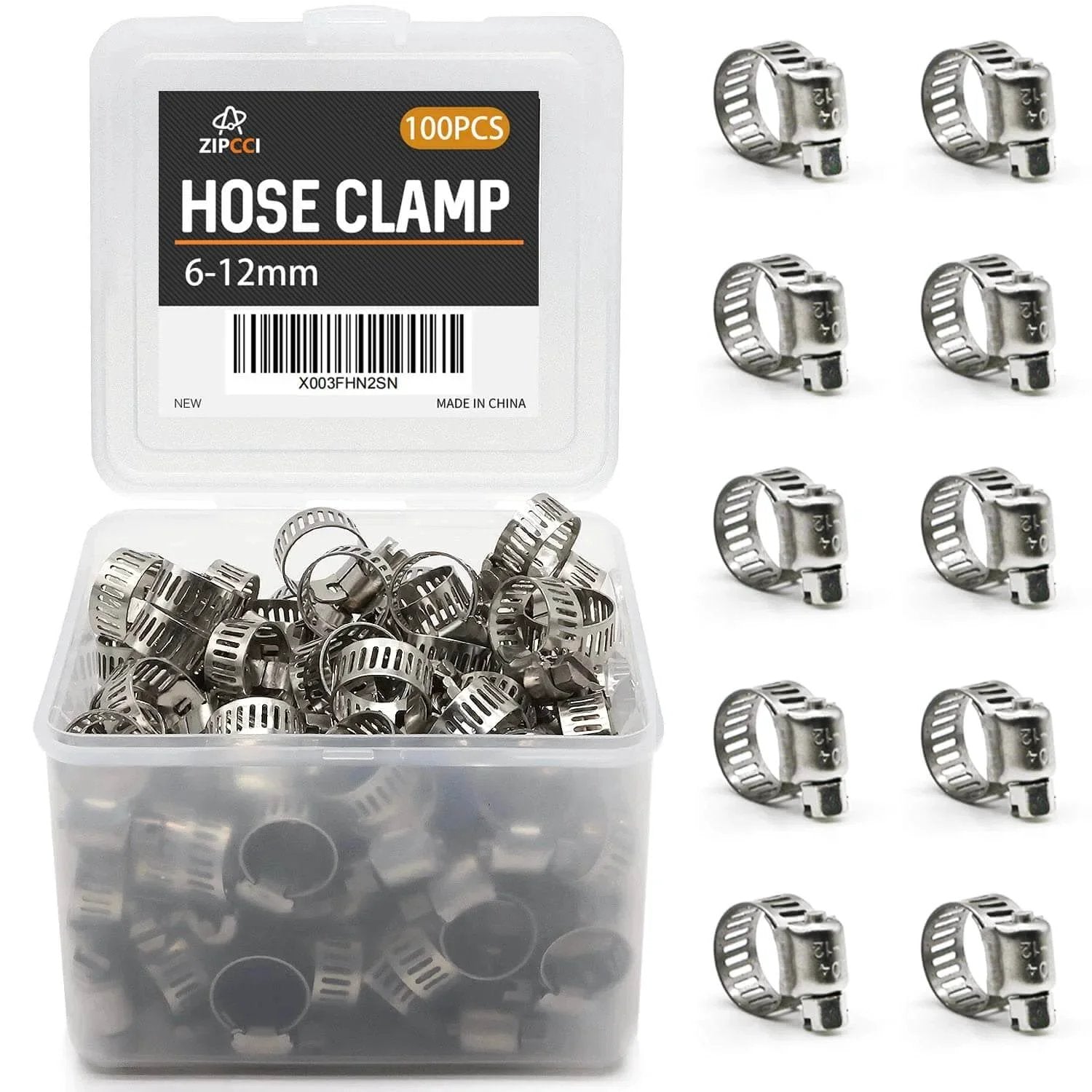 100 Pack Stainless Steel Worm Gear Hose Clamps 6 To 12 Mm Adjustable Fuel Line Clamps 304 Stainless Steel Corrosion Resistant