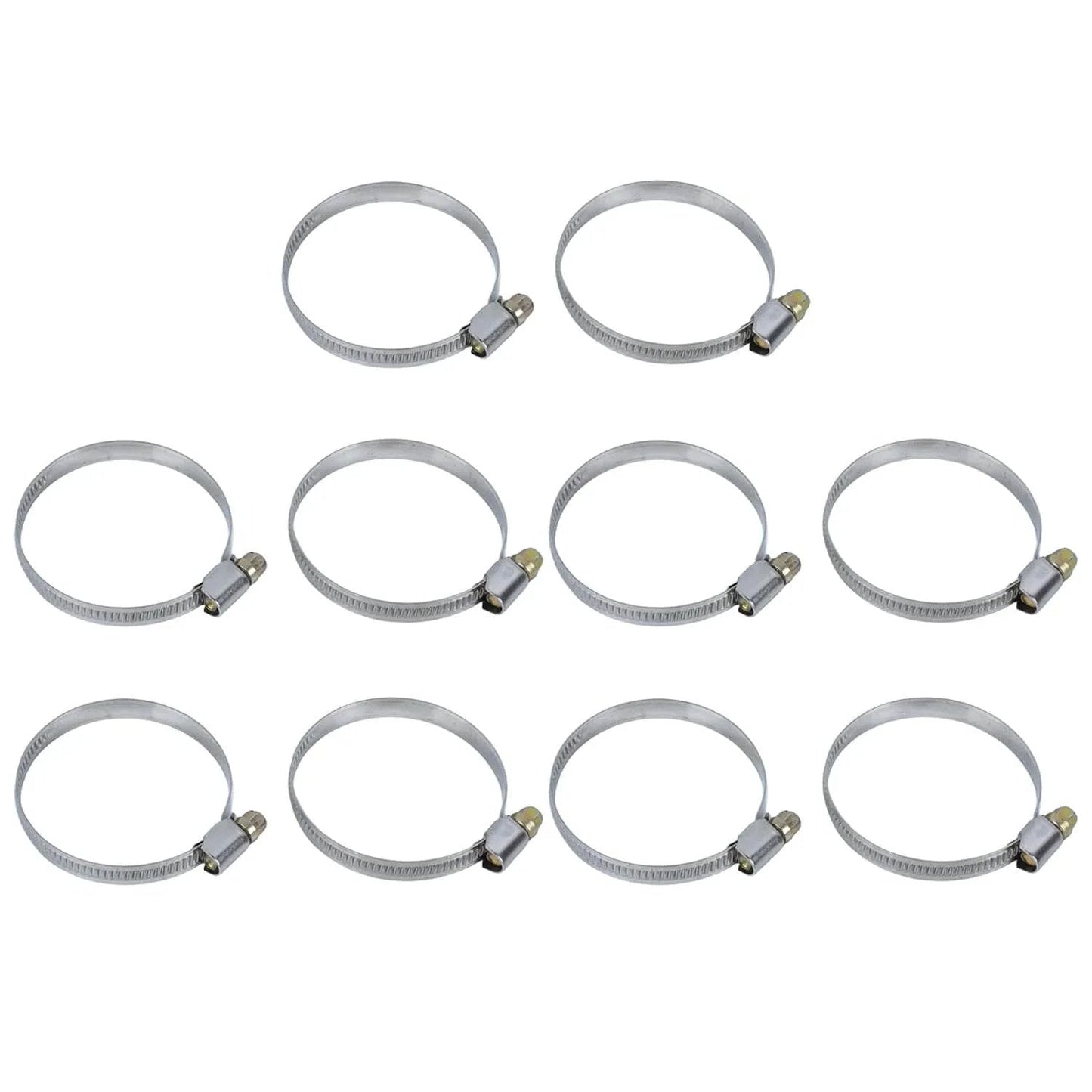 10 Pcs Narrow 9mm Stainless Steel Adjustable Hose Clamp 40 To 60mm HC40 To 60 Pack Durable Rust Resistant With Toothed Design