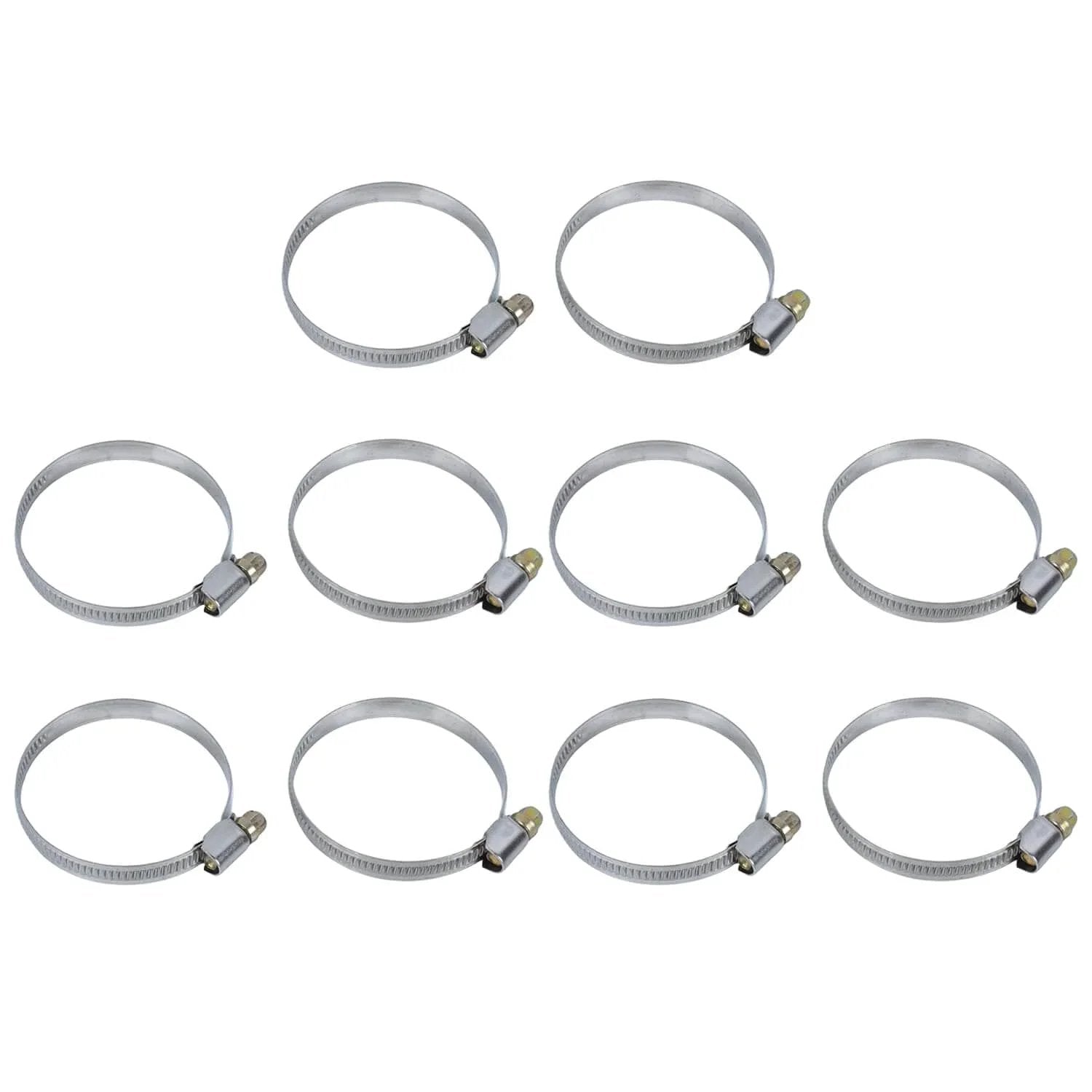 10 Pcs Narrow 9mm Stainless Steel Adjustable Hose Clamp 40 To 60mm HC40 To 60 Pack Durable Rust Resistant With Toothed Design