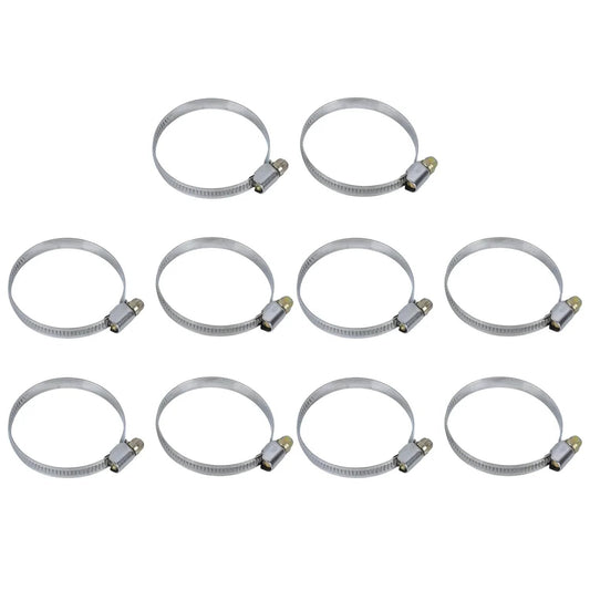 10 Pcs Narrow 9mm Stainless Steel Adjustable Hose Clamp 40 To 60mm HC40 To 60 Pack Durable Rust Resistant With Toothed Design