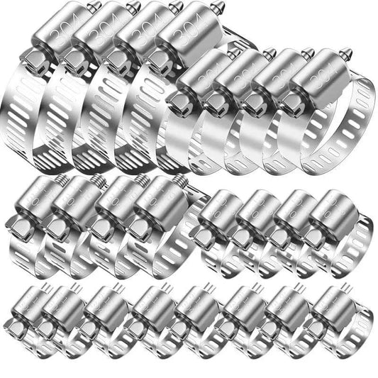 Hose Clamps Assortment Kit 20 Pieces One Quarter To One And A Half Inch Stainless Steel Adjustable Worm Gear Tube Clamps