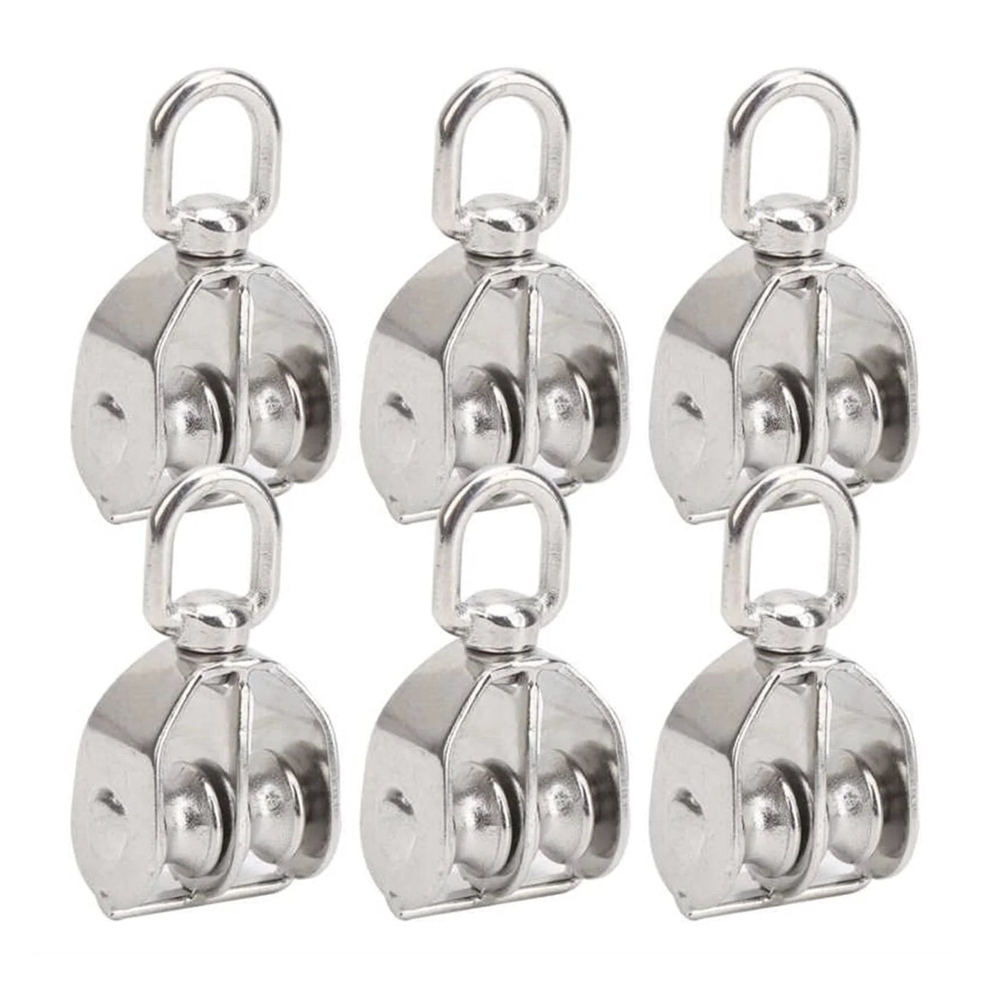 10Pcs M15 Pulley Block 304 Stainless Steel Heavy Duty Traction Wheel Single/Double Wheel Lifting Rope Block(Single)