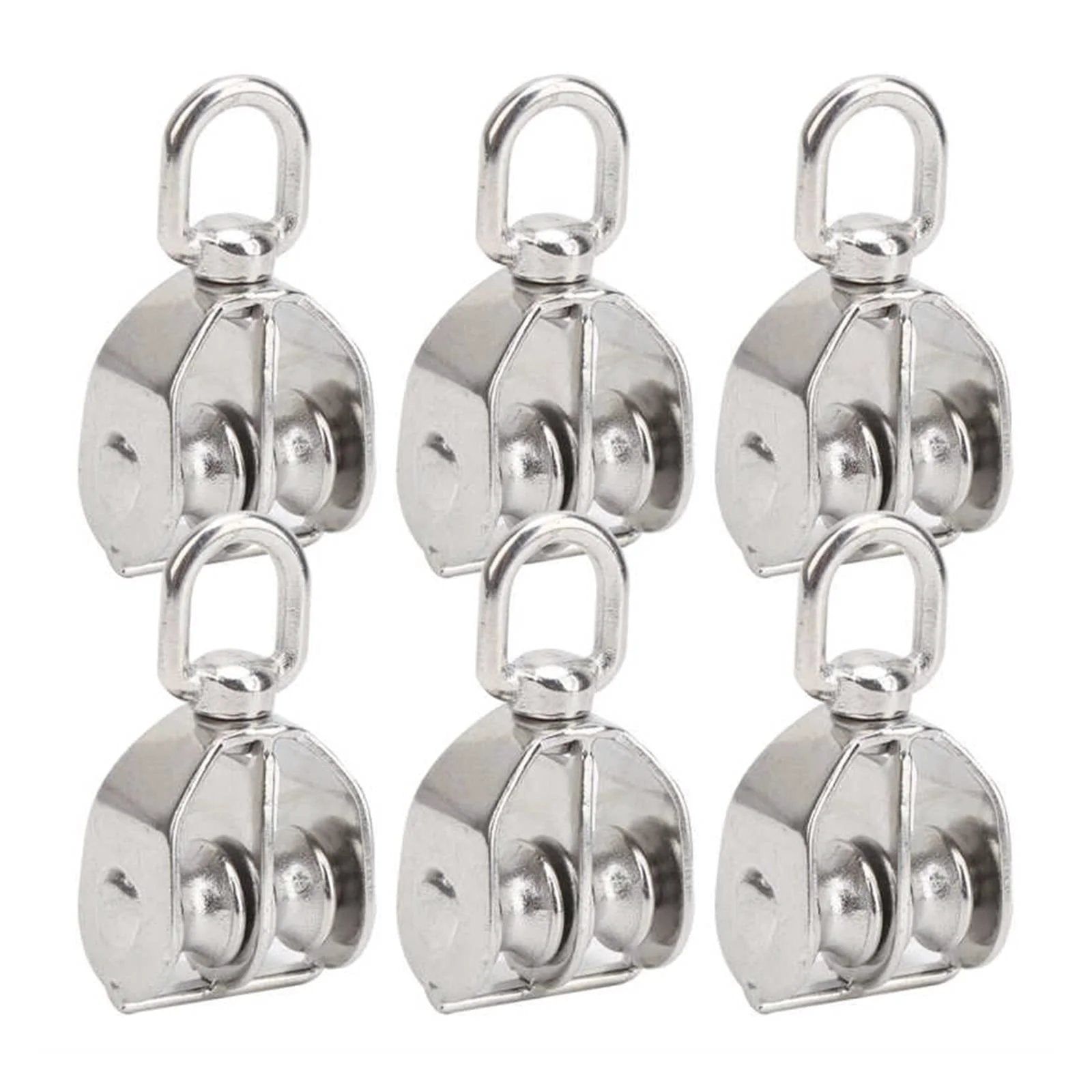 10Pcs M15 Pulley Block 304 Stainless Steel Heavy Duty Traction Wheel Single/Double Wheel Lifting Rope Block(Single)