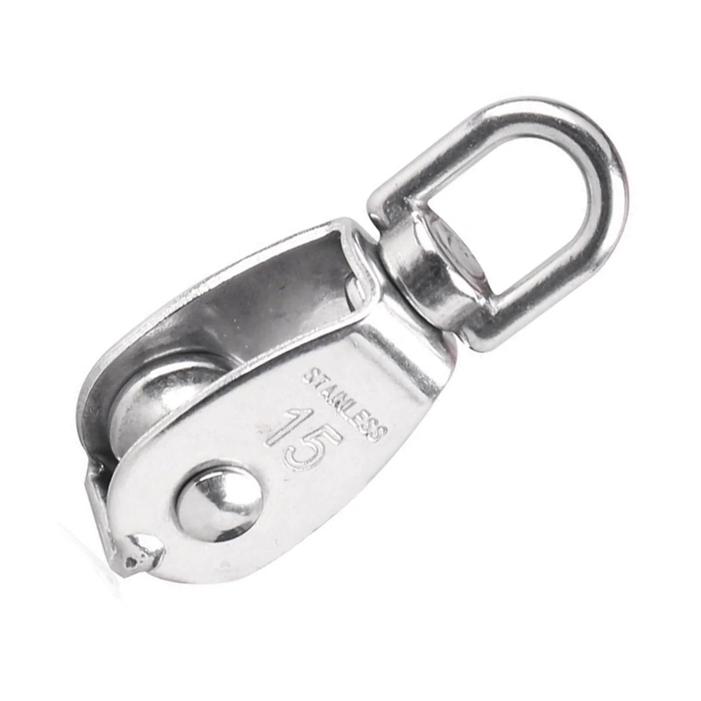 10Pcs 304 Stainless Steel M15 Pulley Steel Wire Pulley Swivel Hook Single Wheel Swivel Lifting Rope Pulley Block for Wire Rope