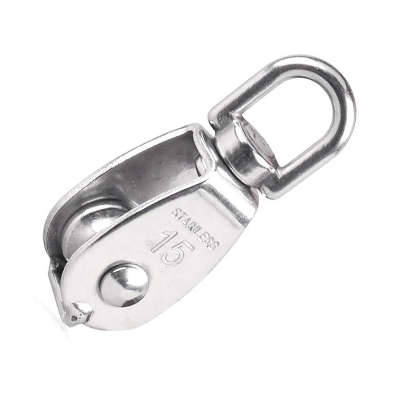 10Pcs 304 Stainless Steel M15 Pulley Steel Wire Pulley Swivel Hook Single Wheel Swivel Lifting Rope Pulley Block for Wire Rope