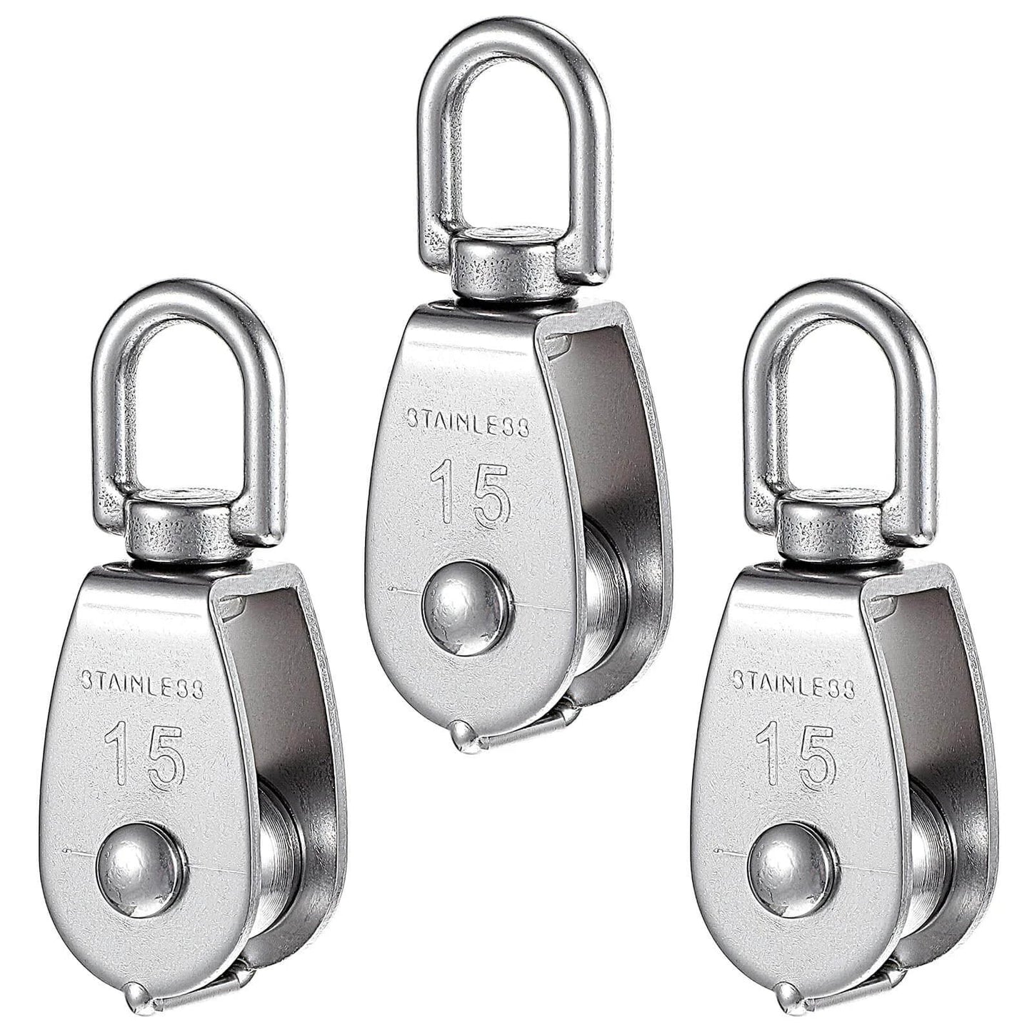 Three Small Pulley, 3 Pack M15 Cable Pulley, 304 Stainless Steel Pulleyblock for heavy duty pulleys and gym equipment