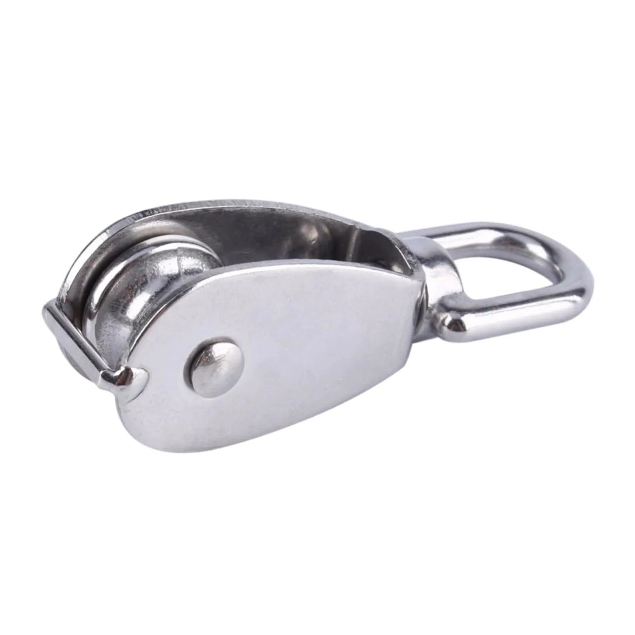Stainless Steel M20 Pulley Steel Wire Pulley Single Wheel Swivel Lifting Rope Pulley Block for Wire Rope, side view