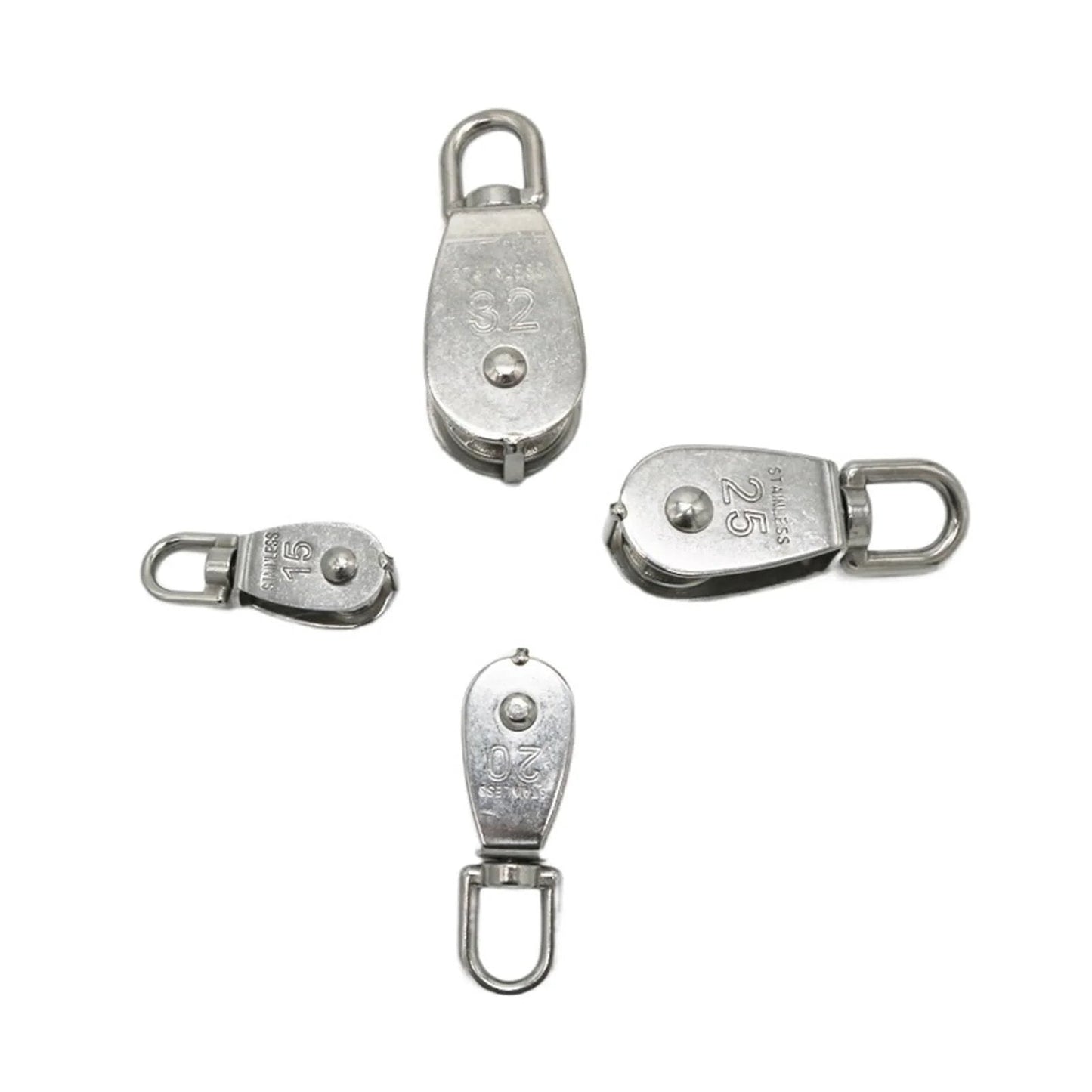 M20 Single Swivel Lifting 0.3" Rope Pulley Roller Block Sheave 0.03 Ton Timing Pulley(M20) in stainless steel