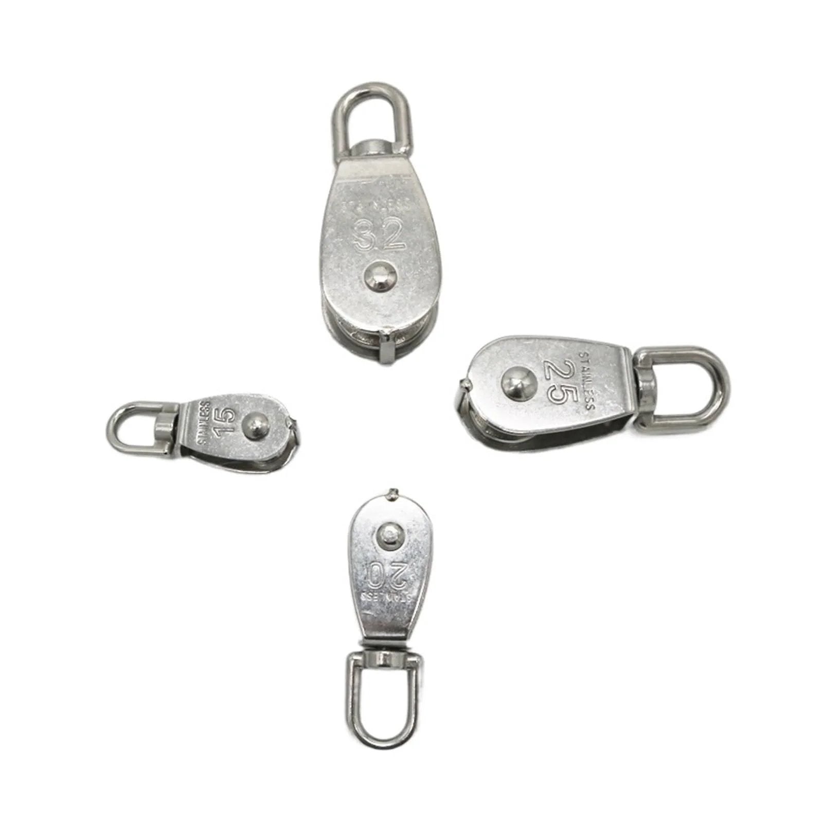 M20 Single Swivel Lifting 0.3" Rope Pulley Roller Block Sheave 0.03 Ton Timing Pulley(M20) in stainless steel