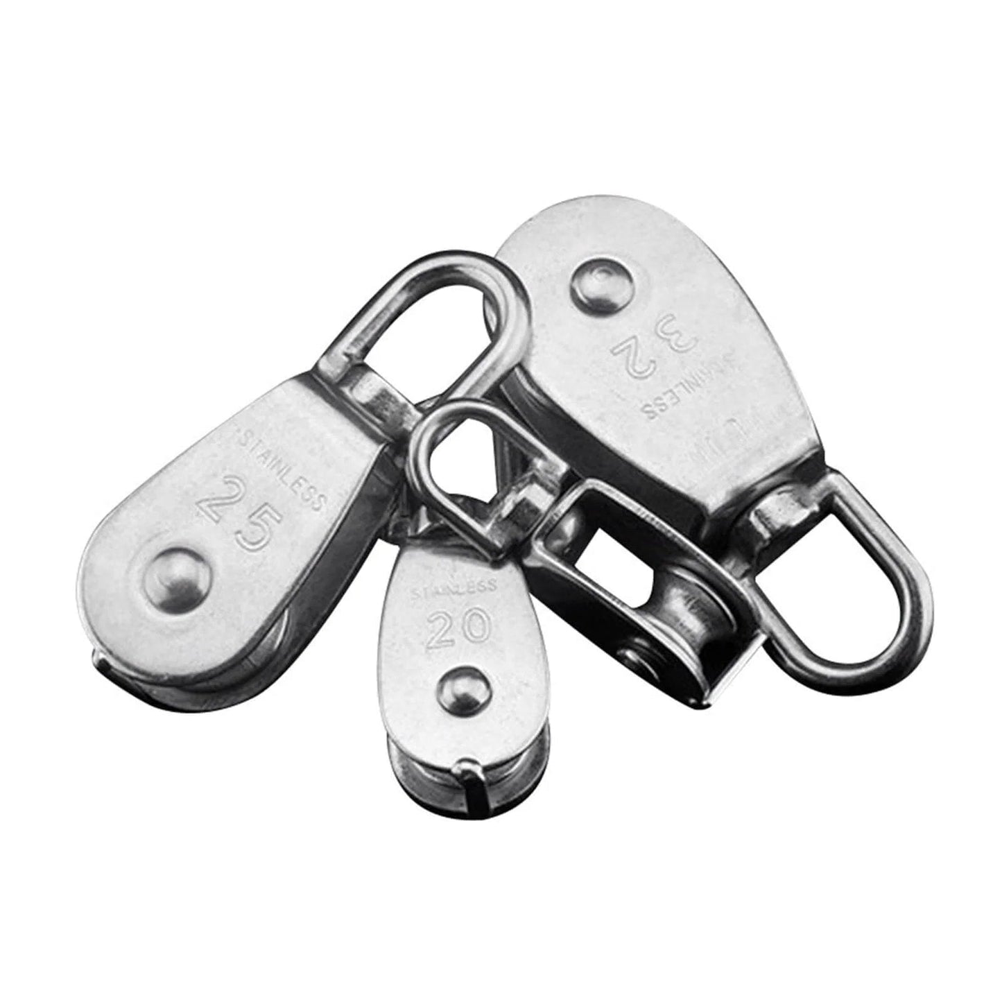 Stainless Steel Pulley M25 Single Wheel Swivel Lifting Rope Pulley Set Lifting Wheel Tools(M25), 304 stainless steel, light industrial use.