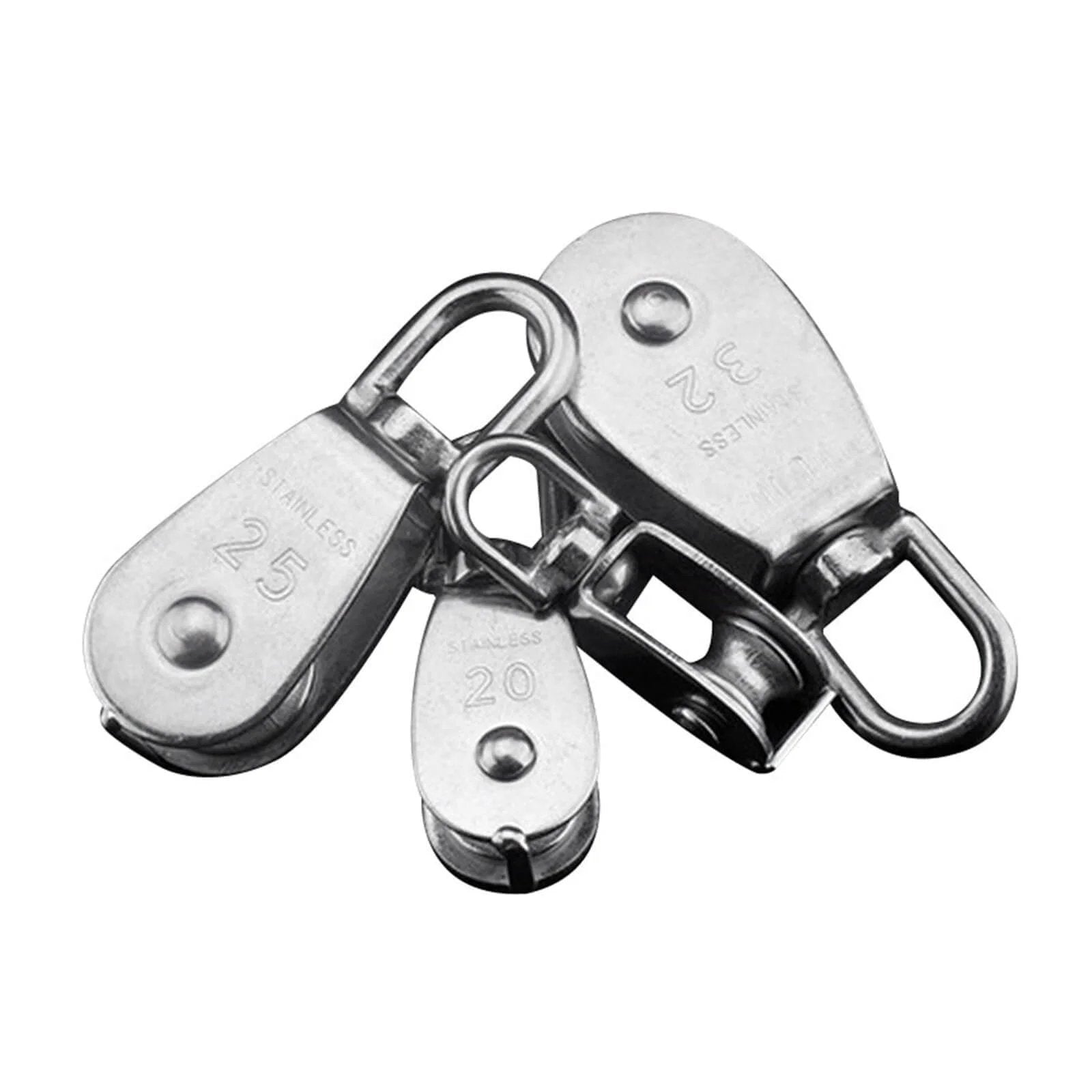 Stainless Steel Pulley M25 Single Wheel Swivel Lifting Rope Pulley Set Lifting Wheel Tools(M25), 304 stainless steel, light industrial use.