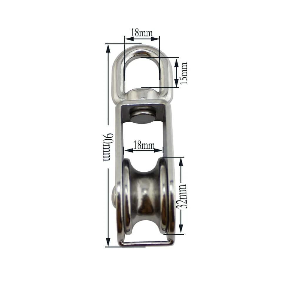 Stainless Steel M32 Pulley Steel Wire Pulley Single Wheel Swivel Lifting Pulley Single Sheave Block For Wire Rope Wheel 2pcs